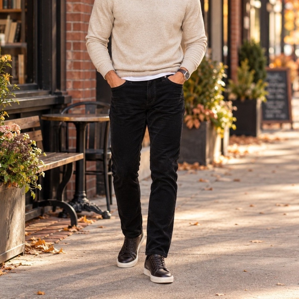 J.Crew 484 Men's Black Corduroy Pants 34x32 Slim Fit Straight Narrow Leg